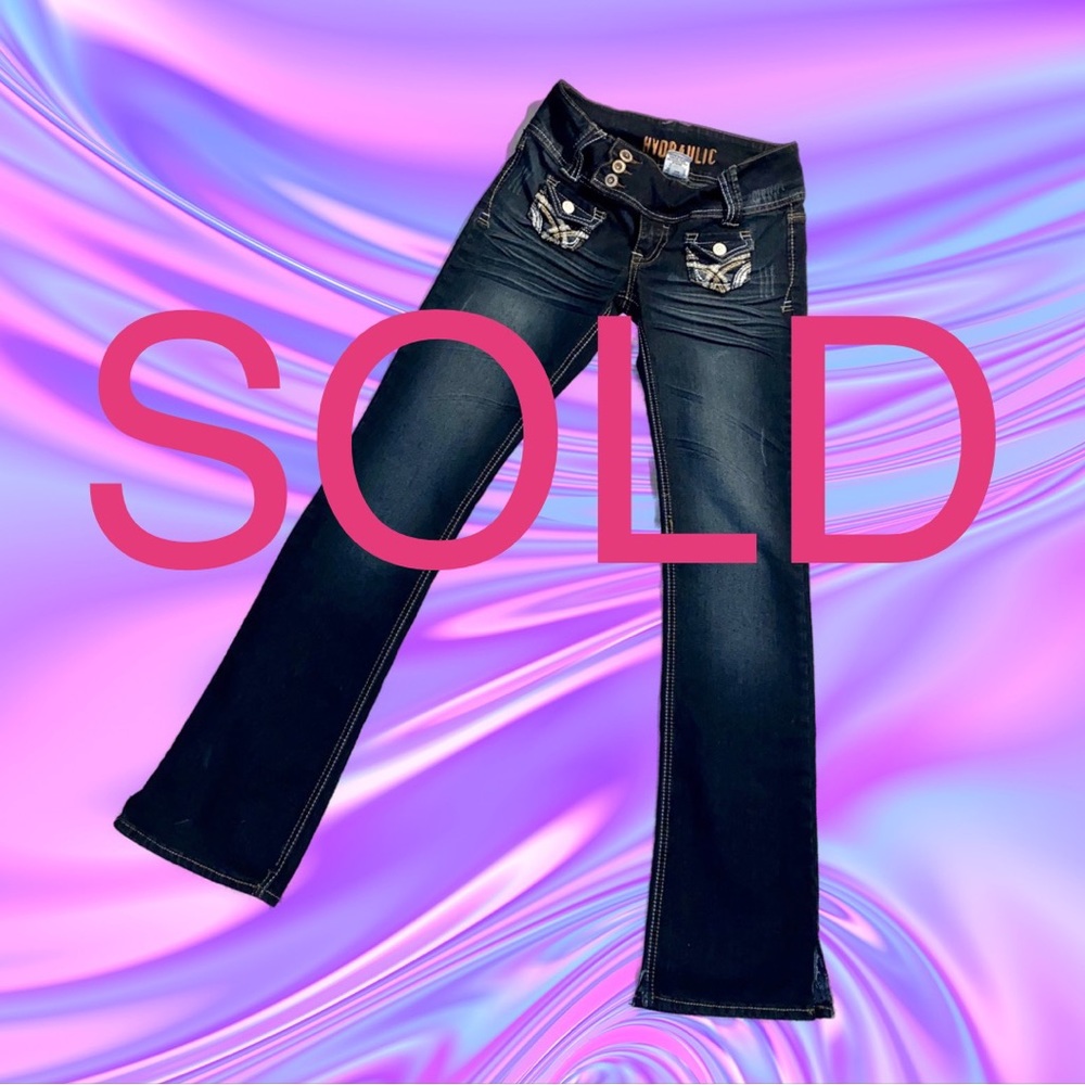 Hydraulic low rise, dark wash, boot, cut jeans Sz. 3